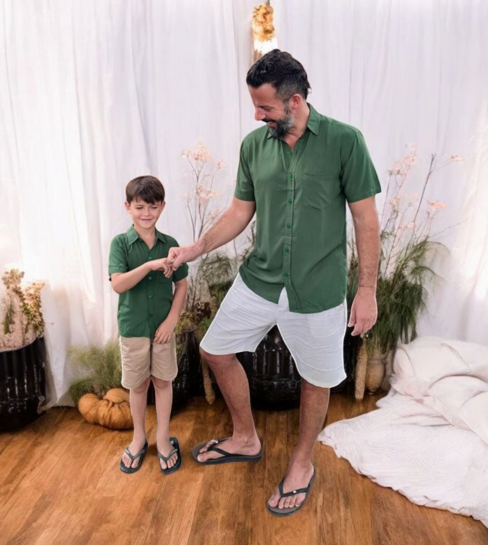 Father & Son Matching Shirts – Olive - Image 2