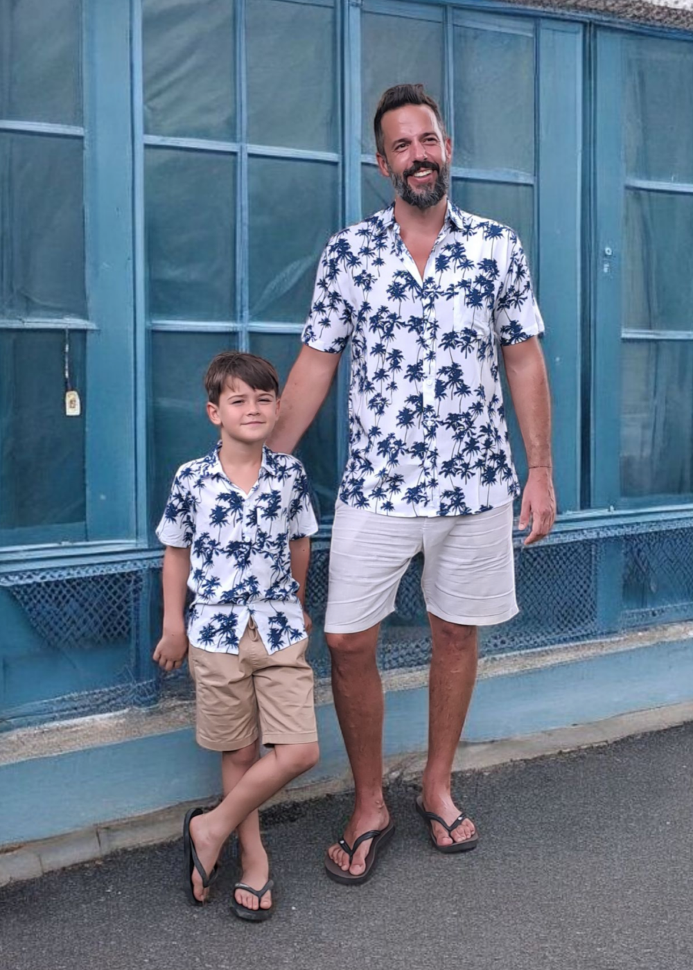 Father & Son Matching Shirts – Navy Palm Tree - Image 2