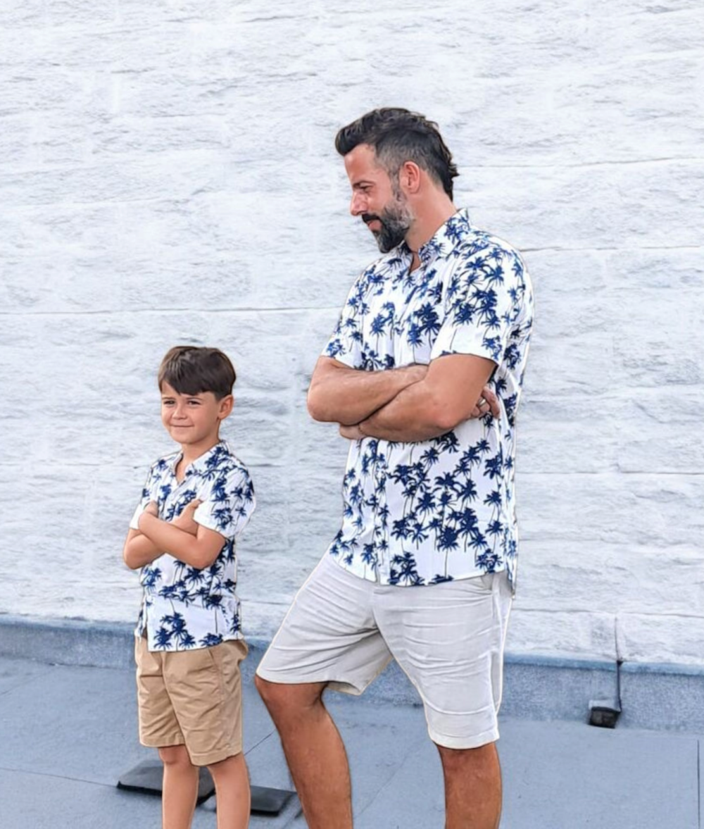 Father & Son Matching Shirts – Navy Palm Tree - Image 3