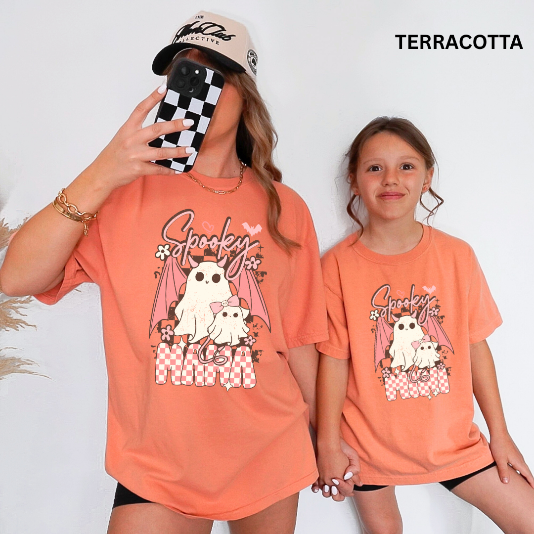 Comfort Colors® Mommy & Me Halloween Shirts - Checkered Spooky - Image 2