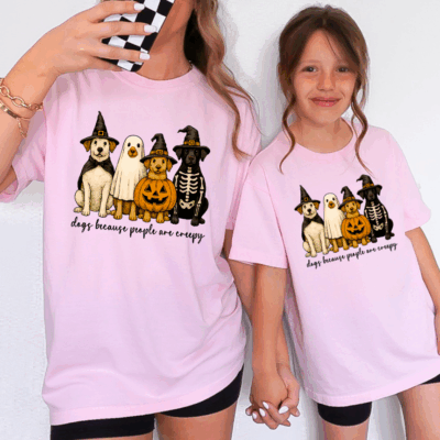 Comfort Colors® Mommy & Me Halloween Shirts - Dogs Because People Are Creepy
