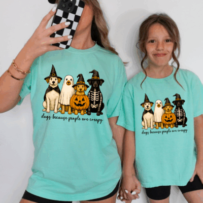 Comfort Colors® Mommy & Me Halloween Shirts - Dogs Because People...