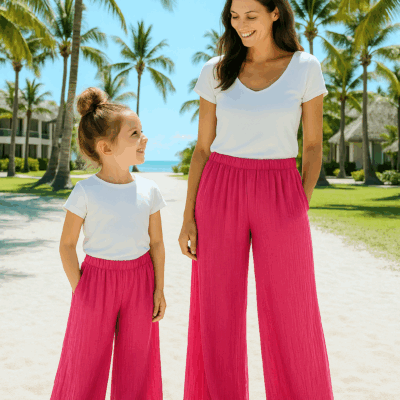 Matching Mommy and Me Airflow Pants - Hot Pink