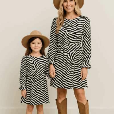 Long Sleeve Dress – Zebra