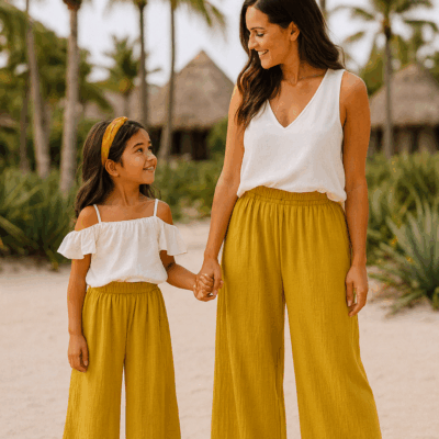 Matching Mommy and Me Airflow Pants - Mustard