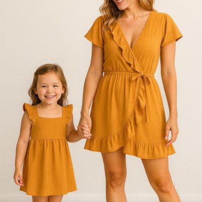 Mommy and Me Matching dresses - Mustard
