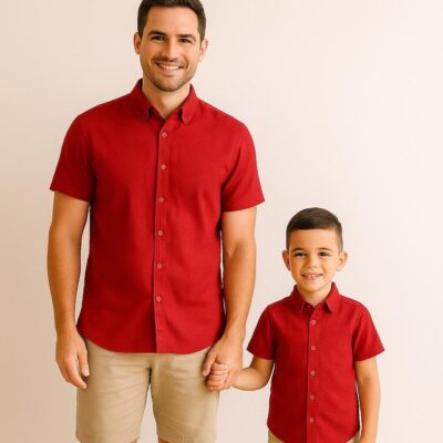 Father & Son Matching Shirts – Terracotta