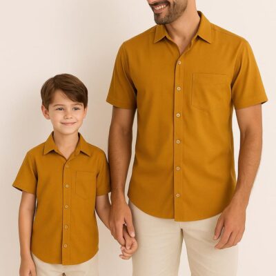Father & Son Matching Shirts – Mustard Rayon