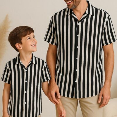 Father & Son Matching Shirts – Black Stripes