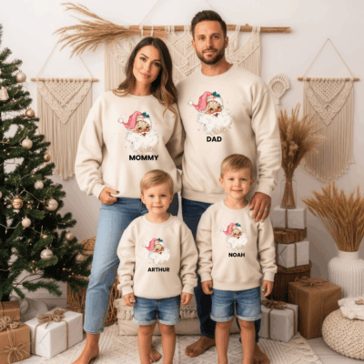 Matching Family Christmas Sweatshirts – Retro Santa