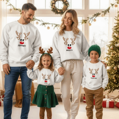 Matching Family Christmas Sweatshirts – Xmas Reindeer