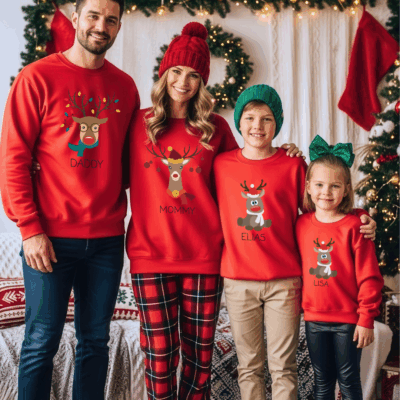 Matching Family Christmas Sweatshirts – Xmas Reindeer