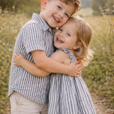 Matching Siblings Outfit - Grey Stripes