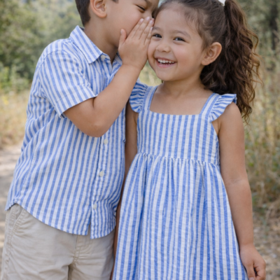 Matching Siblings Outfit - Blue Stripes