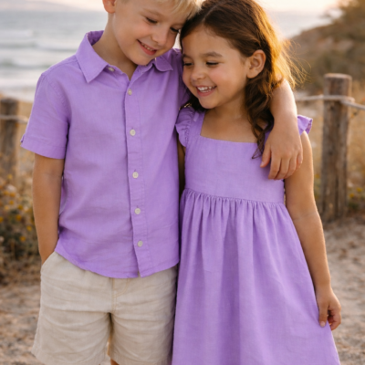 Brother & Sister Matching Outfit - Lilac Rayon Viscose