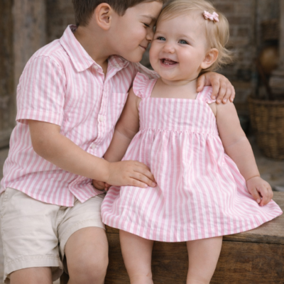 Matching Siblings Outfit - Pink Stripes