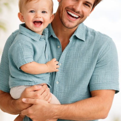 Father & Son Matching Shirts – Muslin Teal