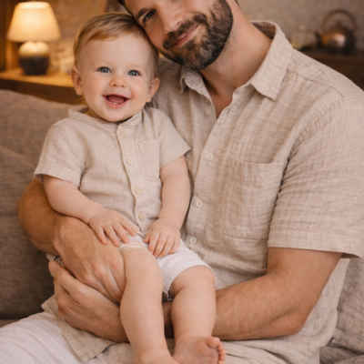 Father & Son Matching Shirts – Muslin Natural
