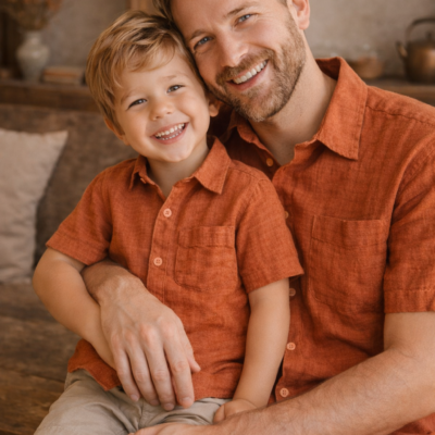 Father & Son Matching Shirts – Muslin Terracotta