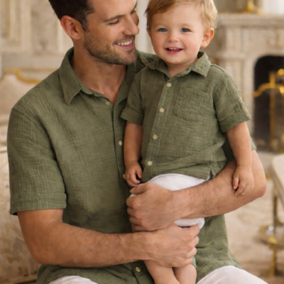 Father & Son Matching Shirts – Muslin Army Green