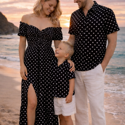 Matching Family Outfit - Black Polkadot