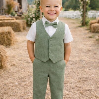 Sage 100% Linen Boy Suit