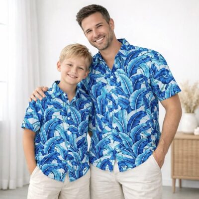 Father &amp; Son Matching Shirts - Tropical Blue