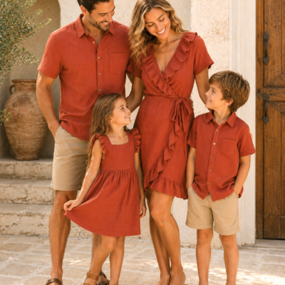 Terracotta Muslin Matching Family Outfit