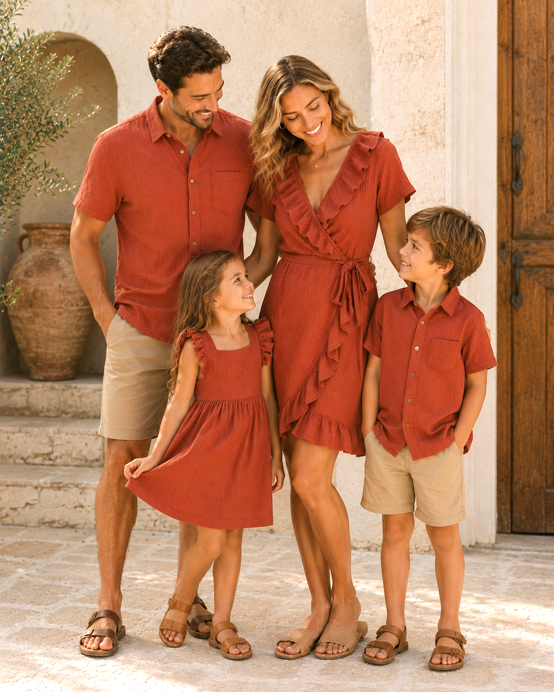 Muslin Cotton Dad & Daughter Outfit - Terracotta - Image 6