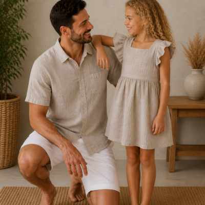 Muslin Cotton Father Daughter Outfit
