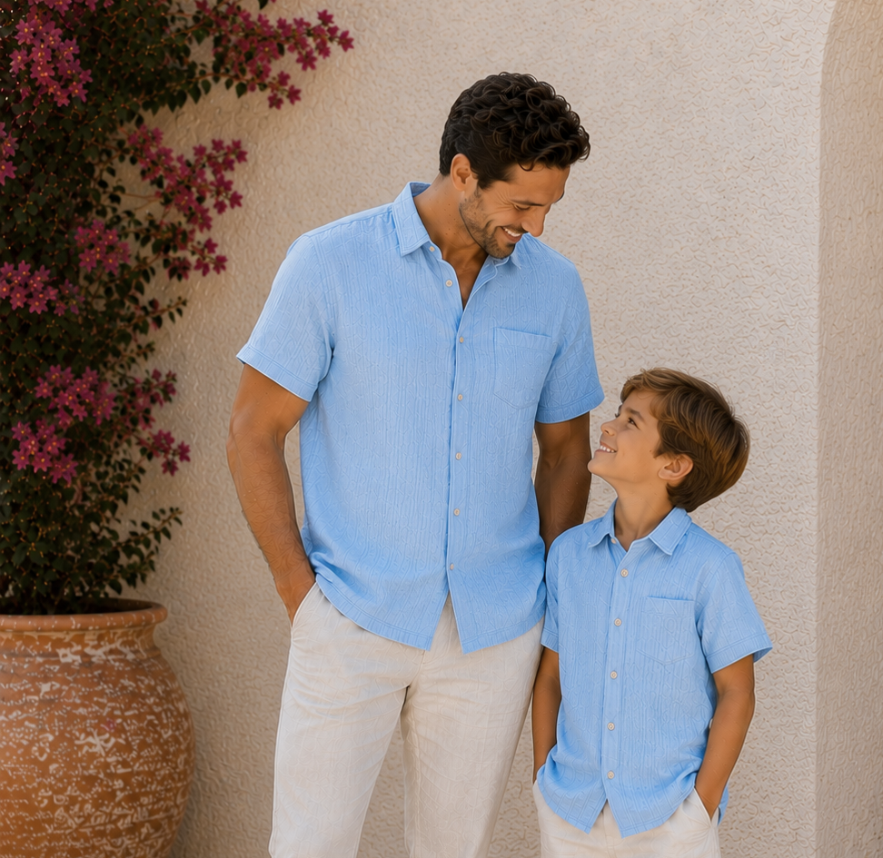 Father & Son Matching Shirts – Muslin Light Blue