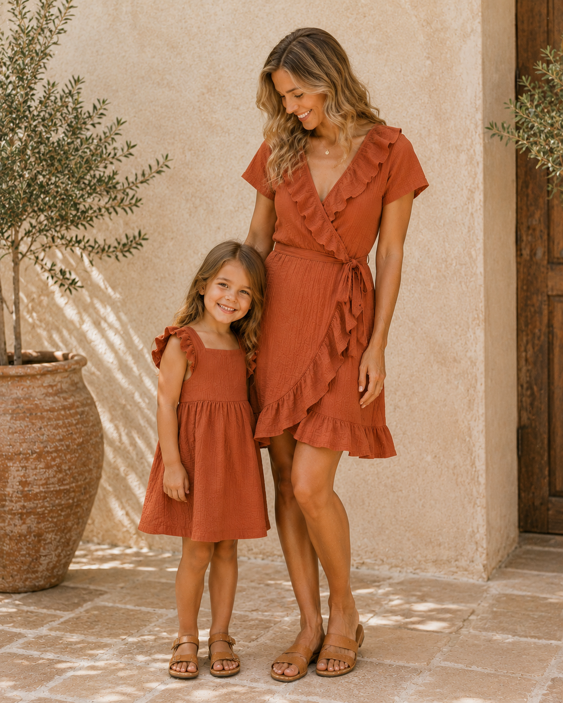 Muslin Cotton Dad & Daughter Outfit - Terracotta - Image 7