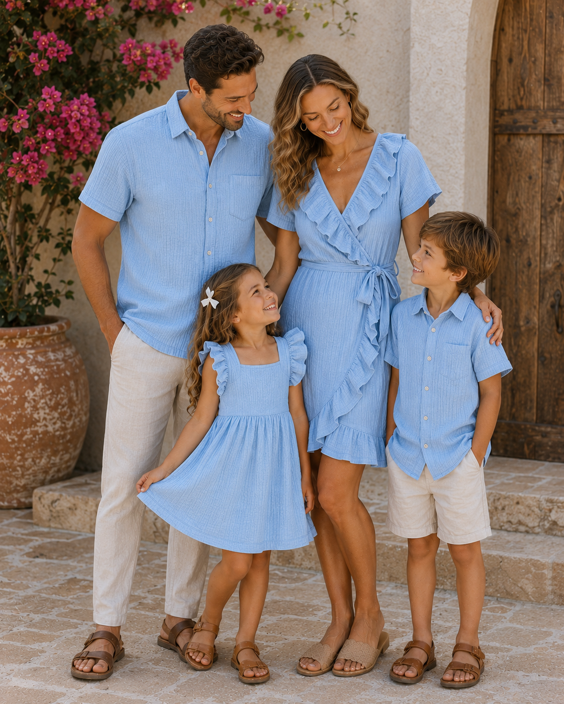 Light Blue Muslin Matching Family Outfit - Image 2