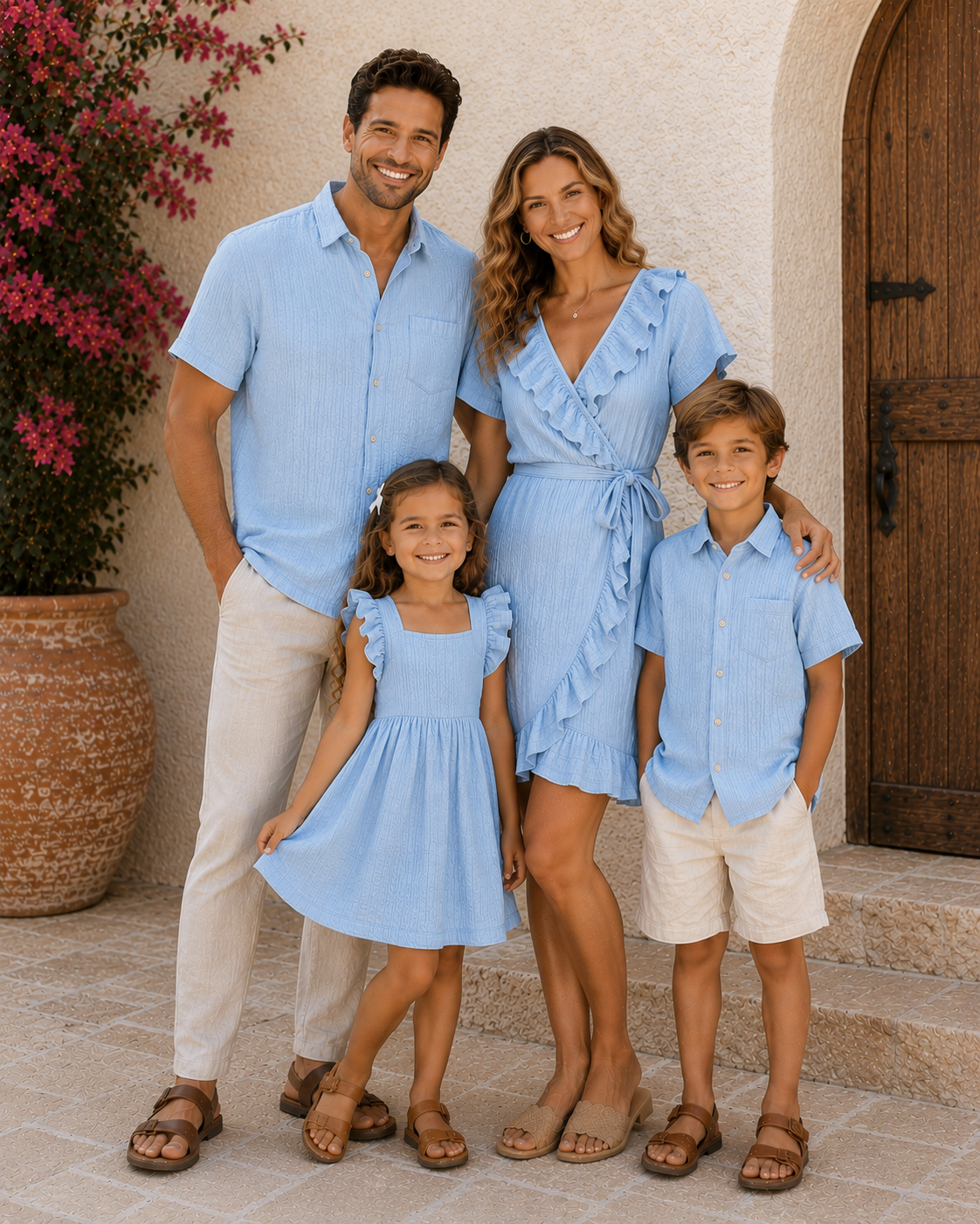Light Blue Muslin Matching Family Outfit