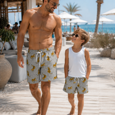 Daddy and Me Matching Swim Shorts - Tiger Grey