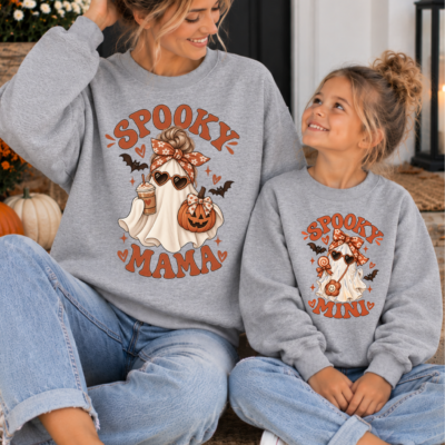 Mom Daughter Spooky Season Sweatshirts