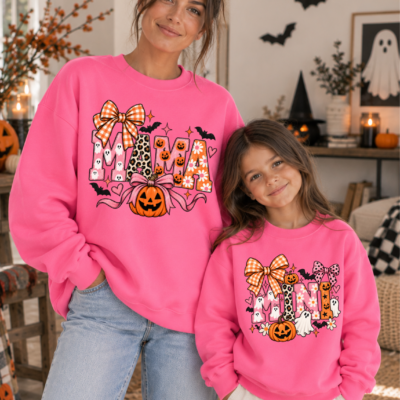 Pink Mama and Mini Halloween Sweatshirts