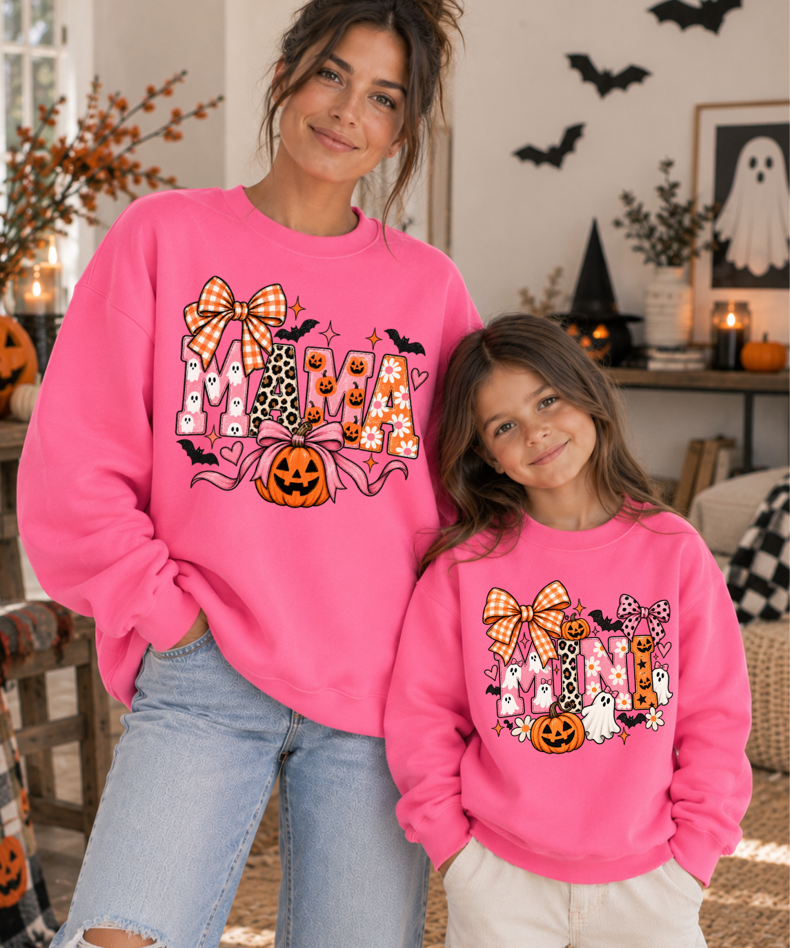 Pink Mama and Mini Halloween Sweatshirts