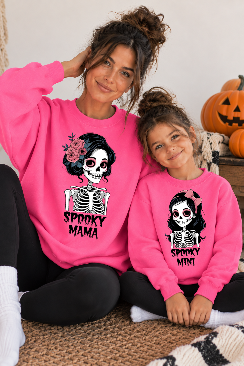 Mom Daughter Sugar Skull Matching Sweatshirts - Image 2