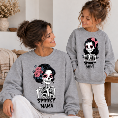 Mom Daughter Sugar Skull Matching Sweatshirts