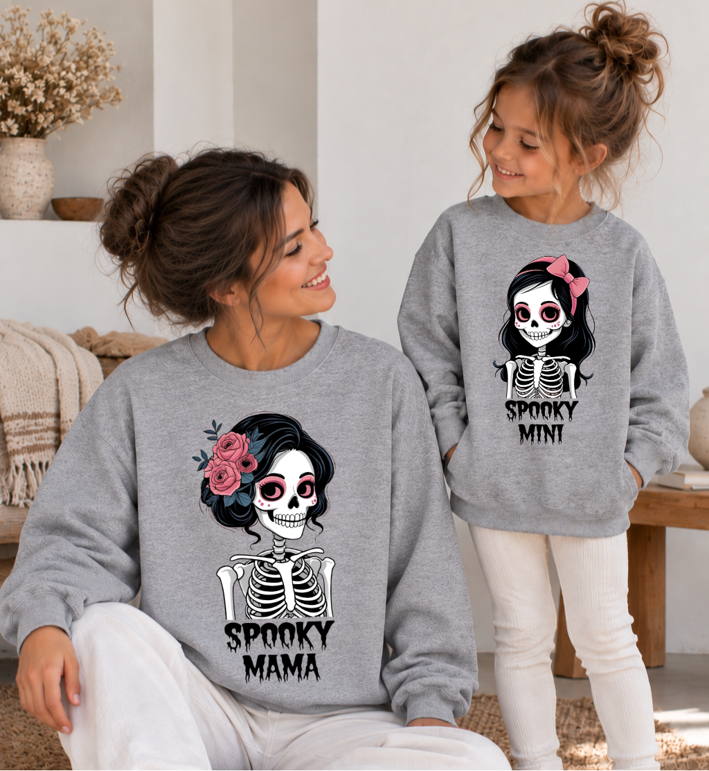 Mom Daughter Sugar Skull Matching Sweatshirts