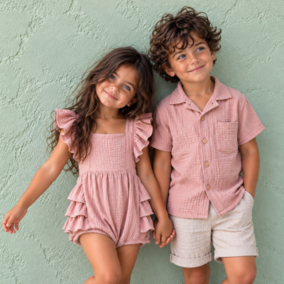 Matching Sibling Muslin Set – Light Pink