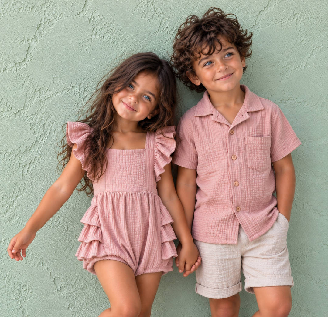 Matching Sibling Muslin Set – Light Pink