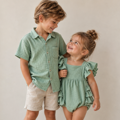 Matching Sibling Muslin Set – Sage