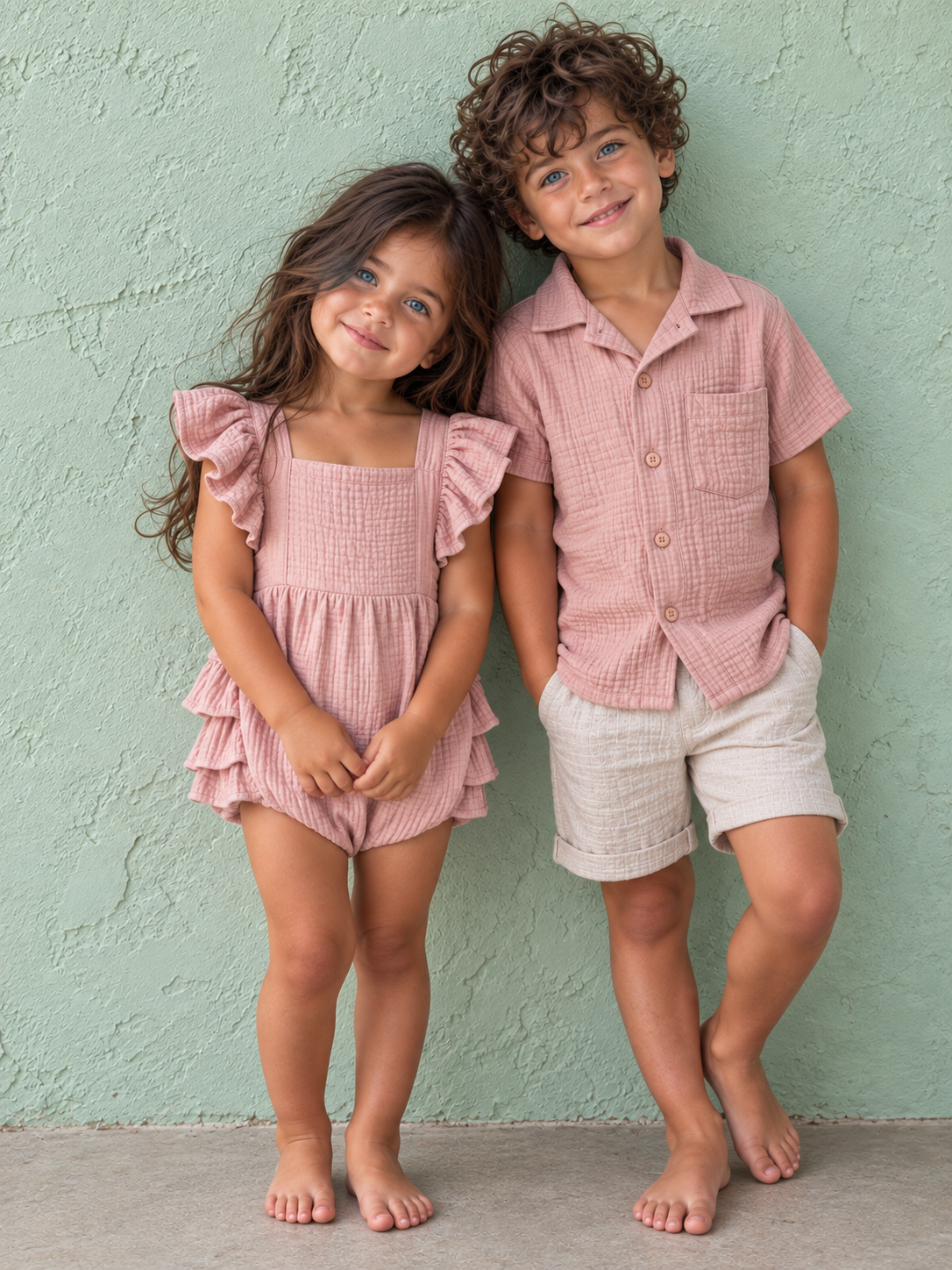 Matching Sibling Muslin Set – Light Pink - Image 3